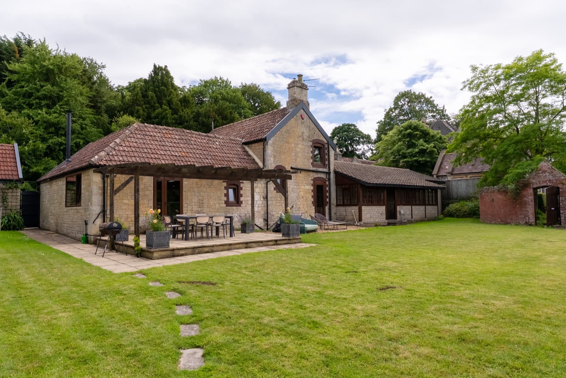 The Old Stables from the lawn, Great Elm, Somerset